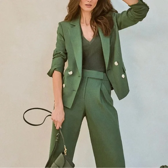 Veronica Beard Green Suit with Kona Dickey Jacket and Wide-Leg Pants (Like new) - Picture 3 of 14